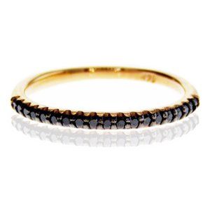 Black Diamond Wedding Band Ring 14K Rose Gold